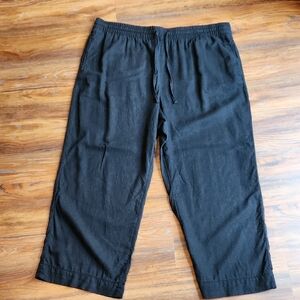 Women's Black Casua Linenl Pants, 1X